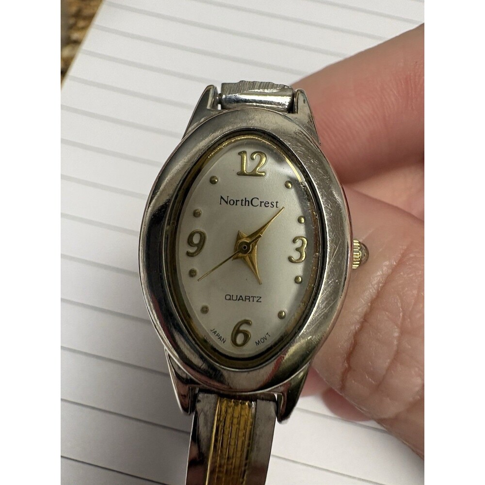 Vintage NorthCrest Quartz Watch Oval Dial Two Tone Bracelet Japan Mvmt 62858SH